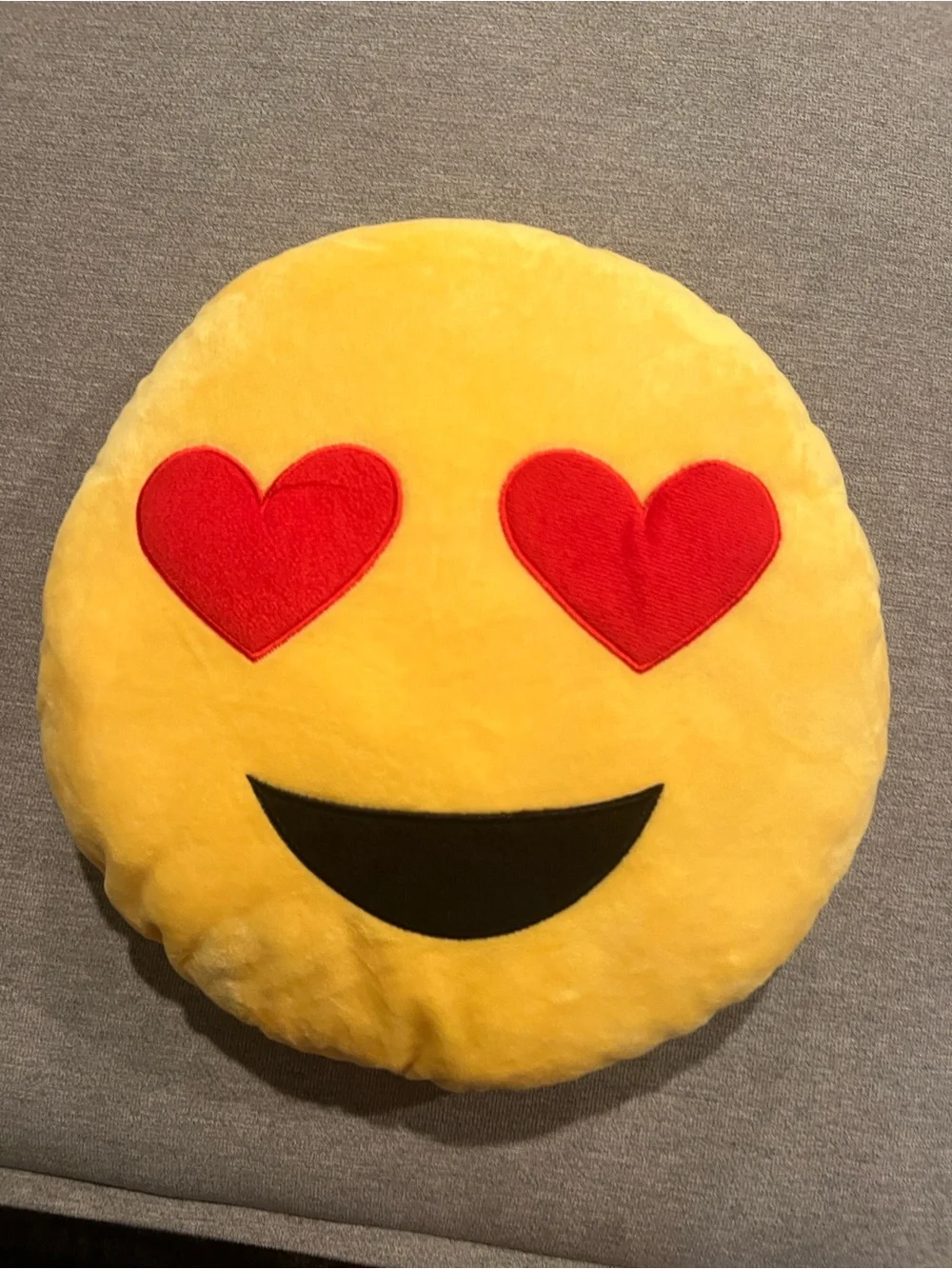 Heart Eyes Emoji Plush Pillow - Yellow with Red Hearts